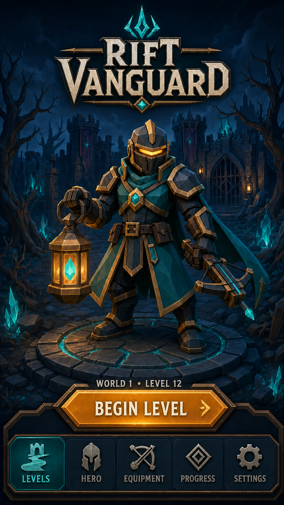 Portrait interface concept for the Rift Vanguard campaign home screen.