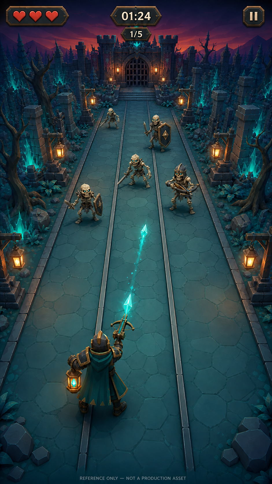 Portrait interface concept for a Rift Vanguard combat encounter.